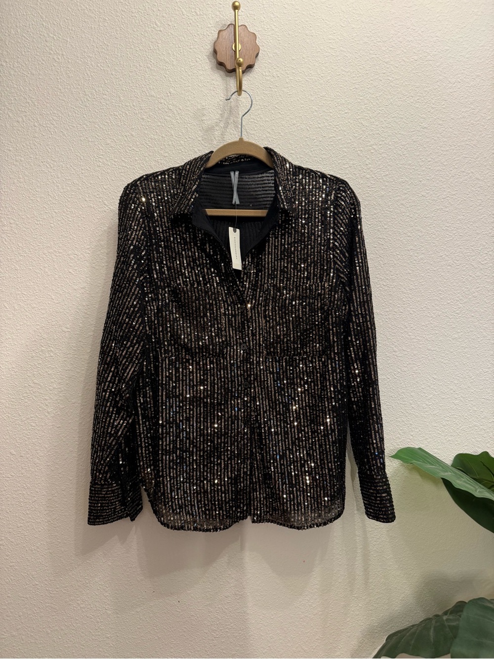 Anthropologie The Remie Sequin Buttondown Top NWT Medium